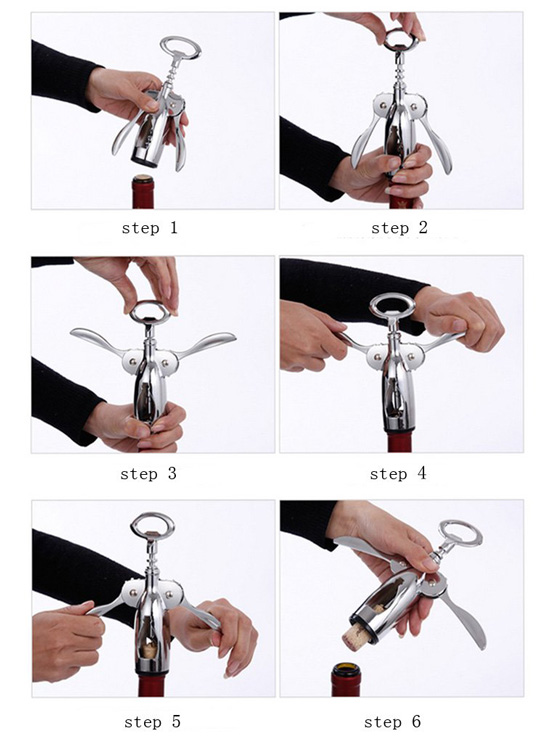 cách mở chai rượu vang bằng dụng cụ chuyên dụng wing corkscrew