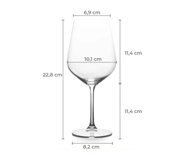 kích thước ly rượu vang trắng